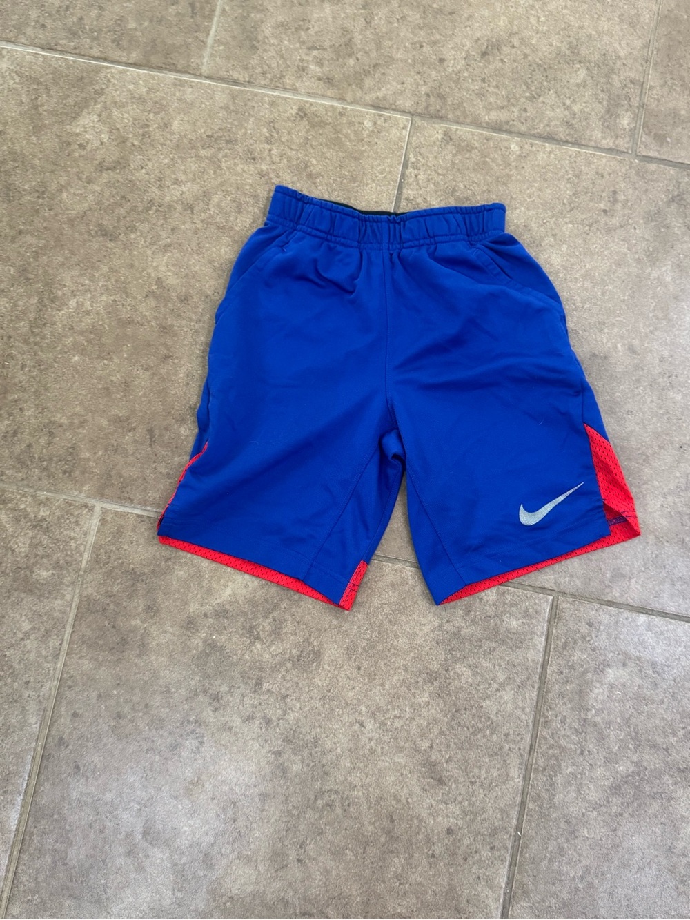 Nike Blue Athletic Shorts with Red Accent